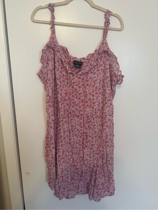 City Chic Dresses & Skirts - City Chic Pink Floral Cold-Shoulder Sundress